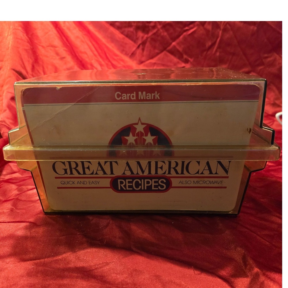 Great American Recipes Vintage Recipe Card Collection Amber Plastic Box Set